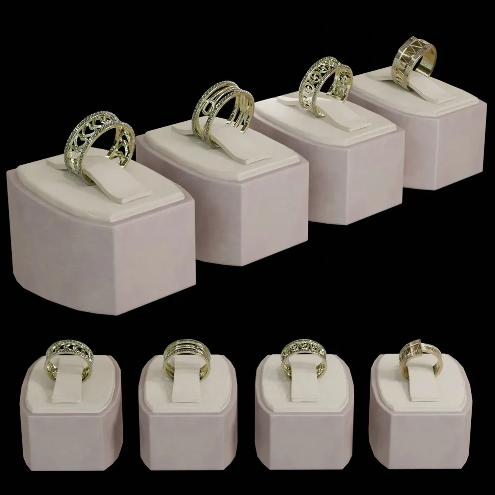 Gold Ring Collection On An Display Stand
