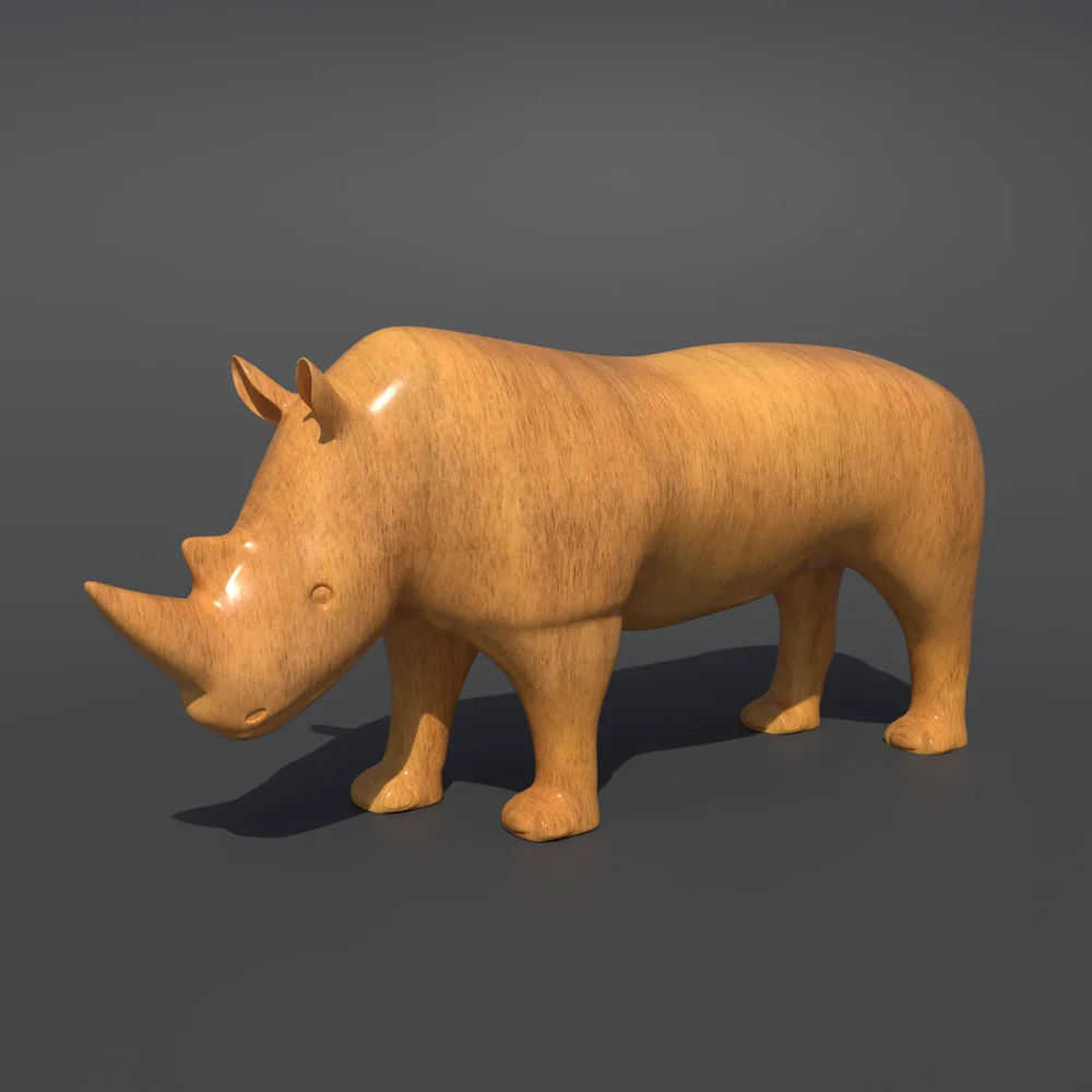 Rhinoceros Wooden Statue
