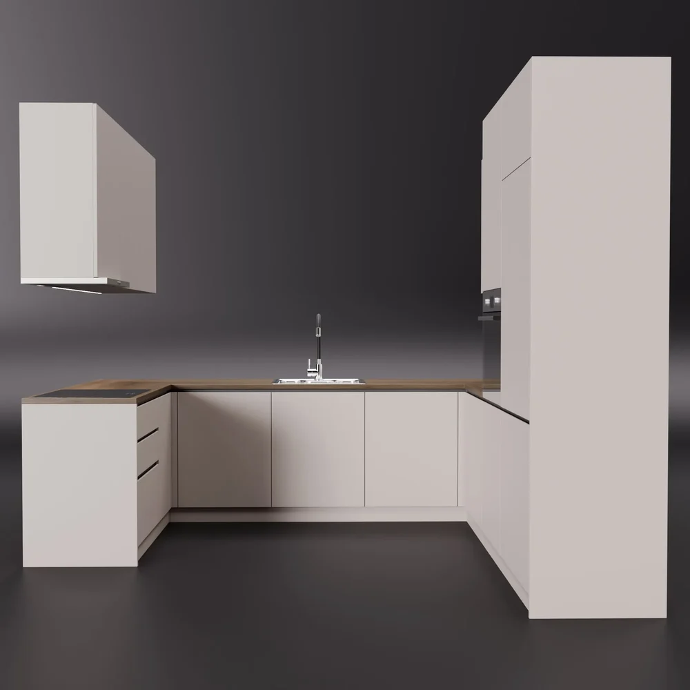 Modern Realistic Beige Kitchen