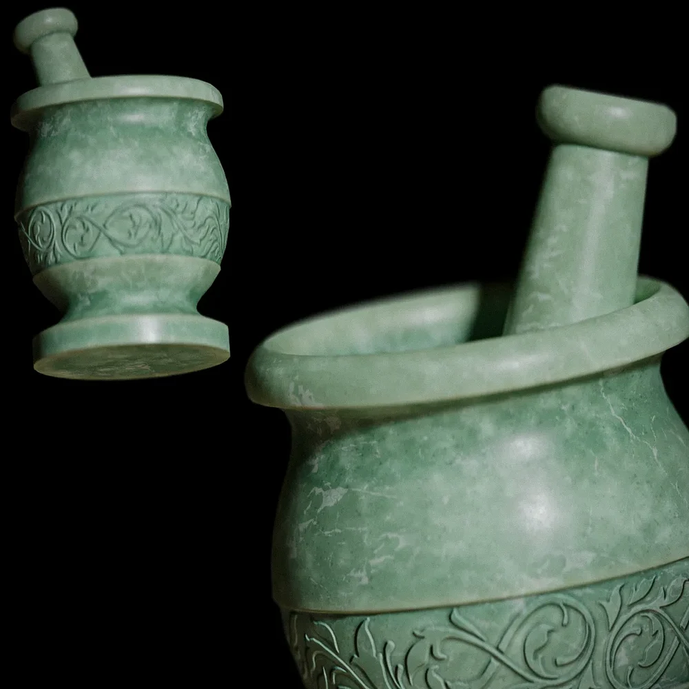 Carved Jade Mortar And Pestle
