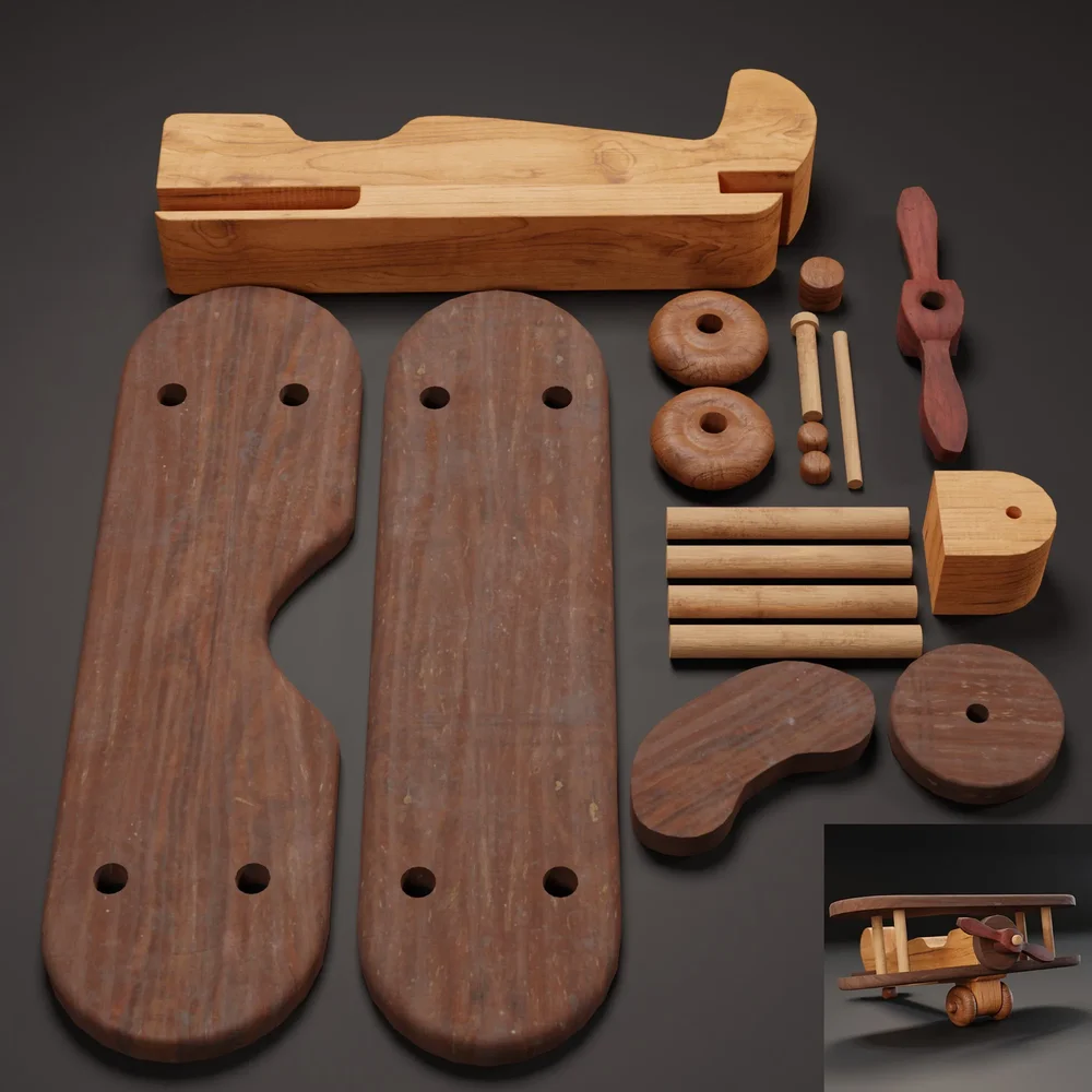 Airplane Toy - Biplane - Disassembled
