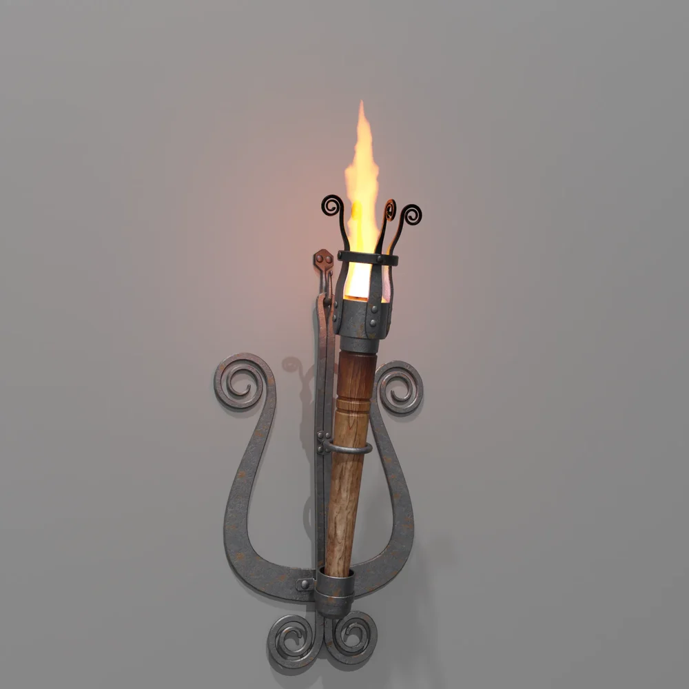 Old Wrought Iron Oil Wick Torch