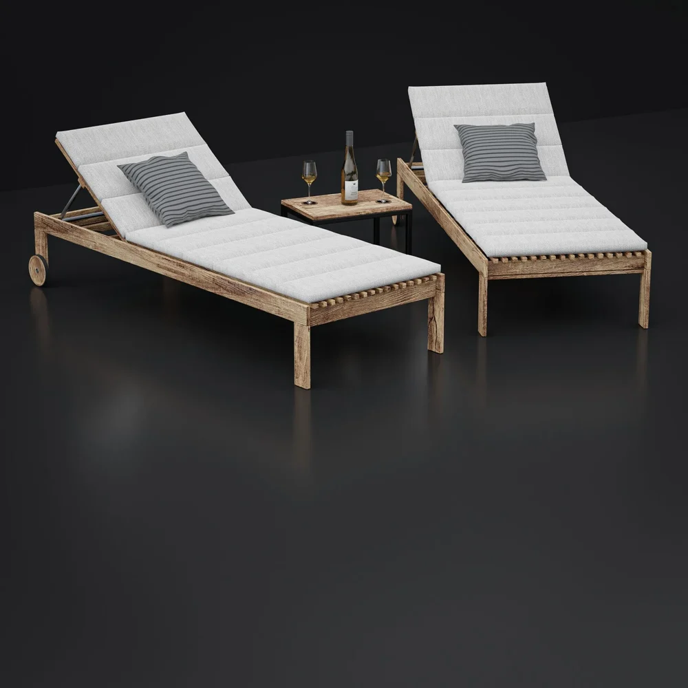 Garden Lounger Set With Table And Wine