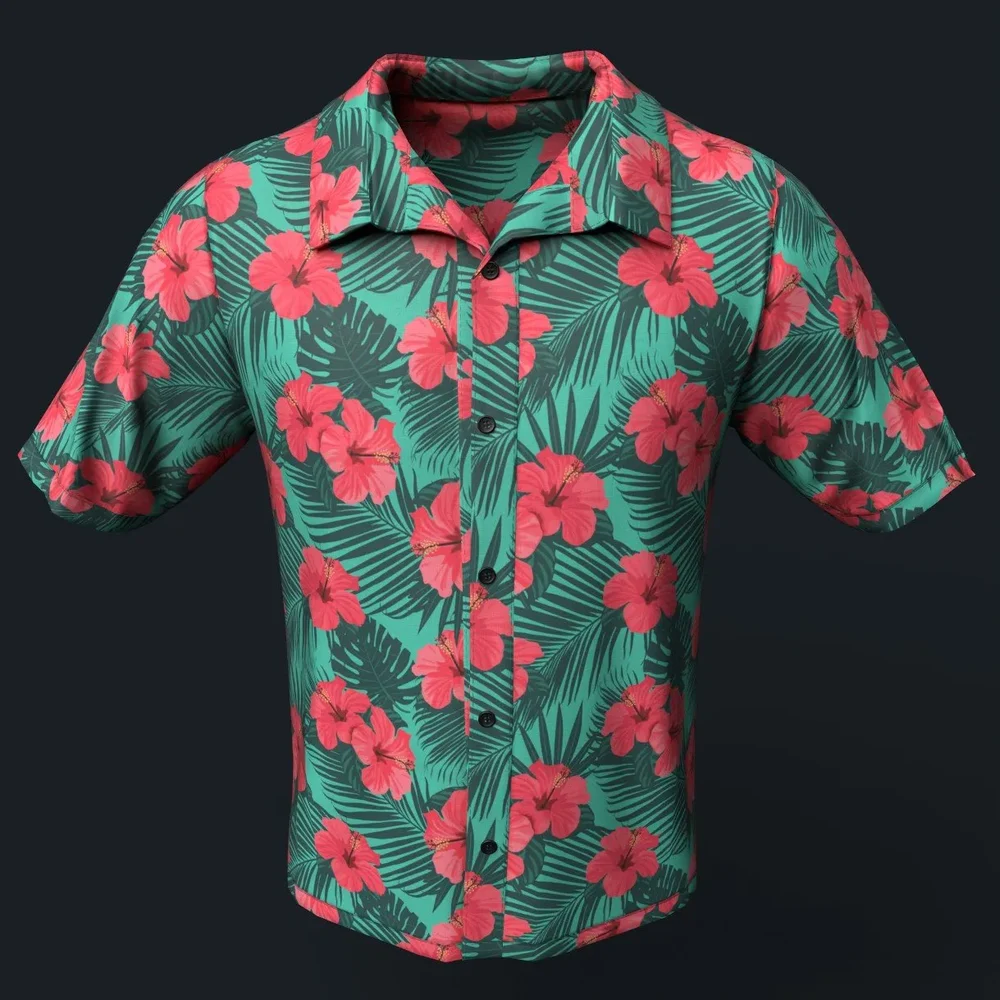 Pink And Green Floral Button-Up Shirt