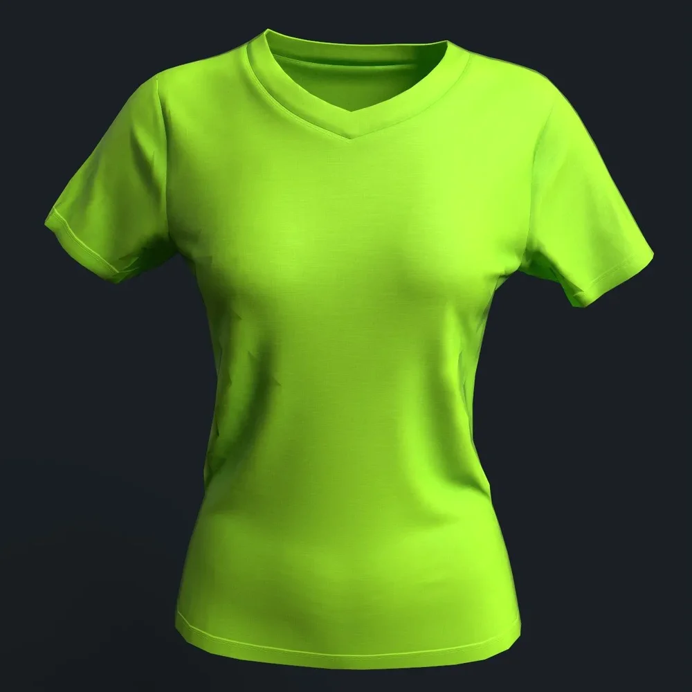 Neon Green Women's V-Neck Shirt