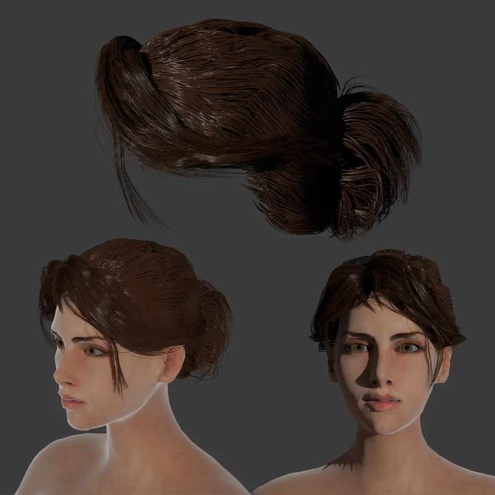 Messy Bun Hair (Particle System)