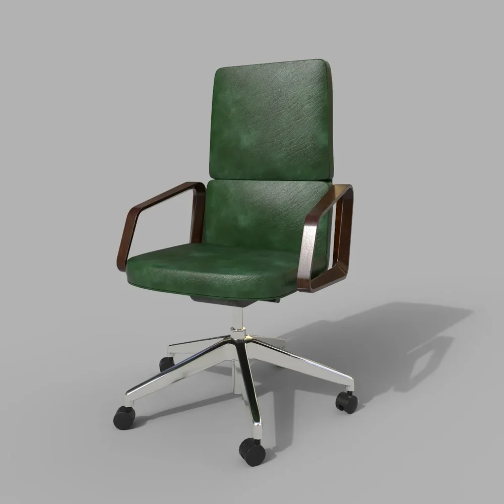 Las Lead Middle Chair Green Leather