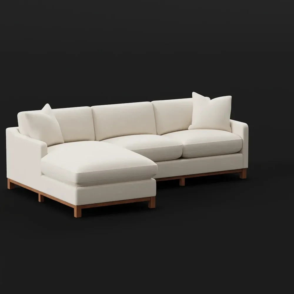 Modern L-Shaped Sectional – Cream