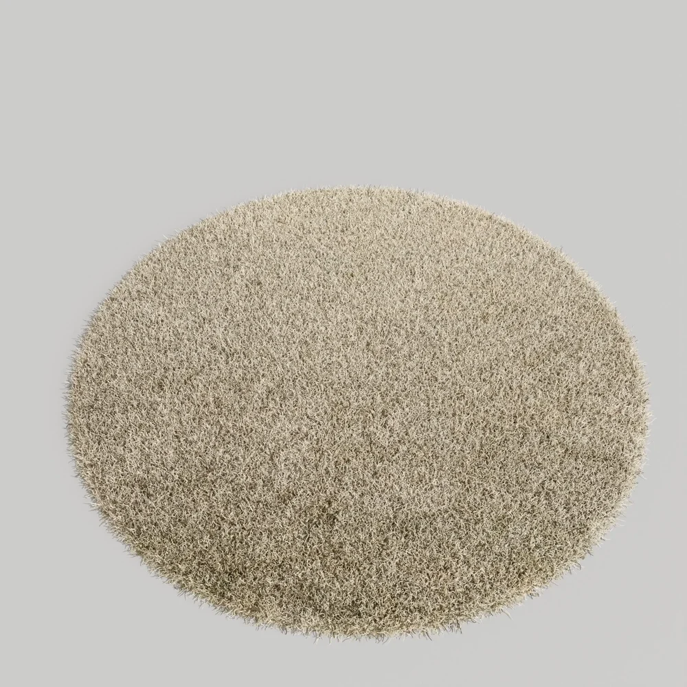 Round Hairy Beige Carpet