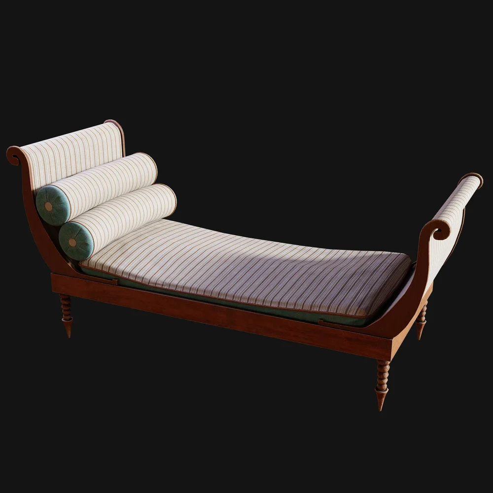 Late 1800s Daybed Recamier Striped