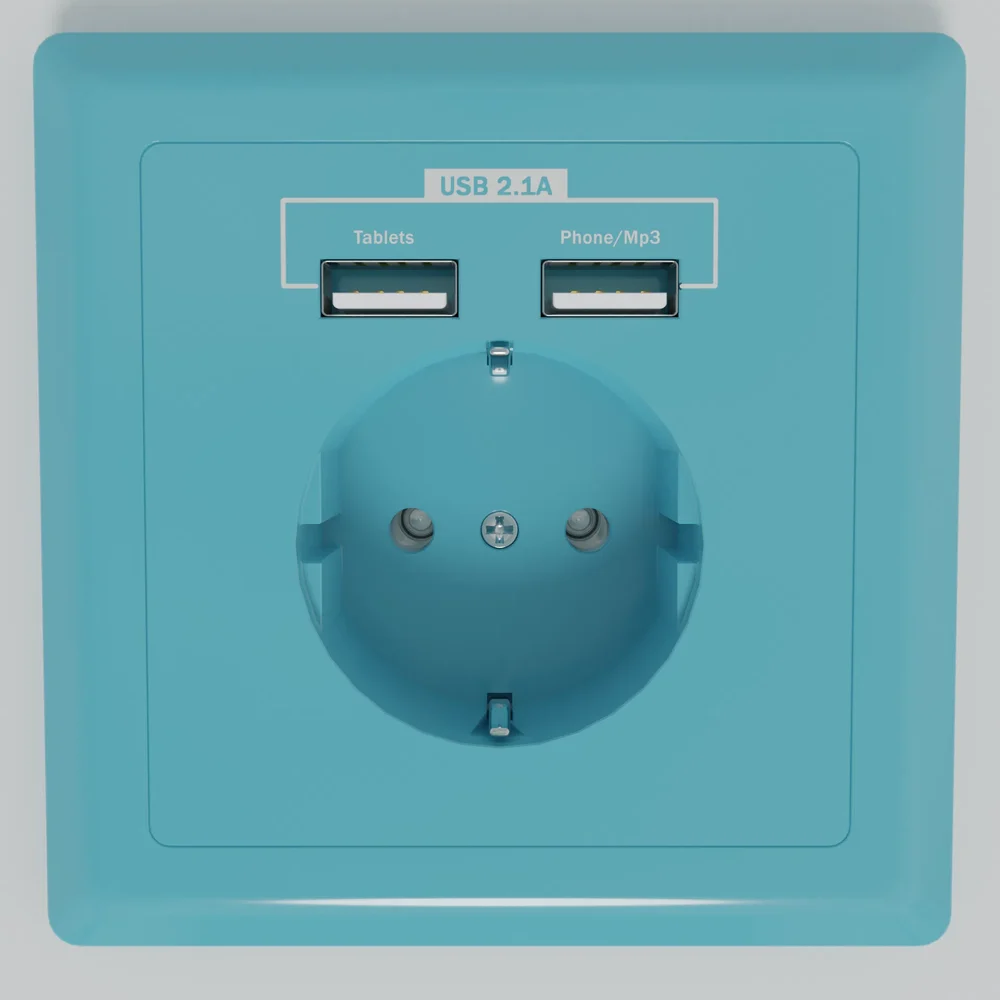 Socket 220v / 5v Usb .Blue