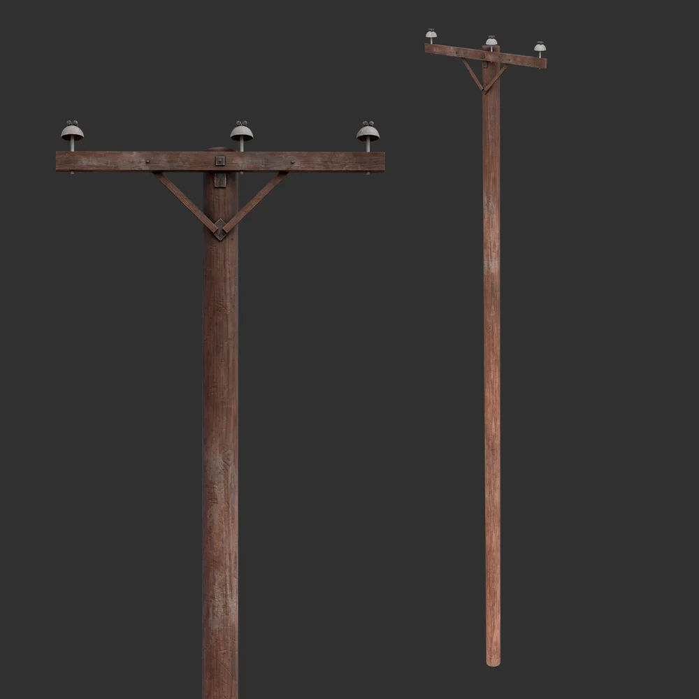 Wood Utility Pole 03