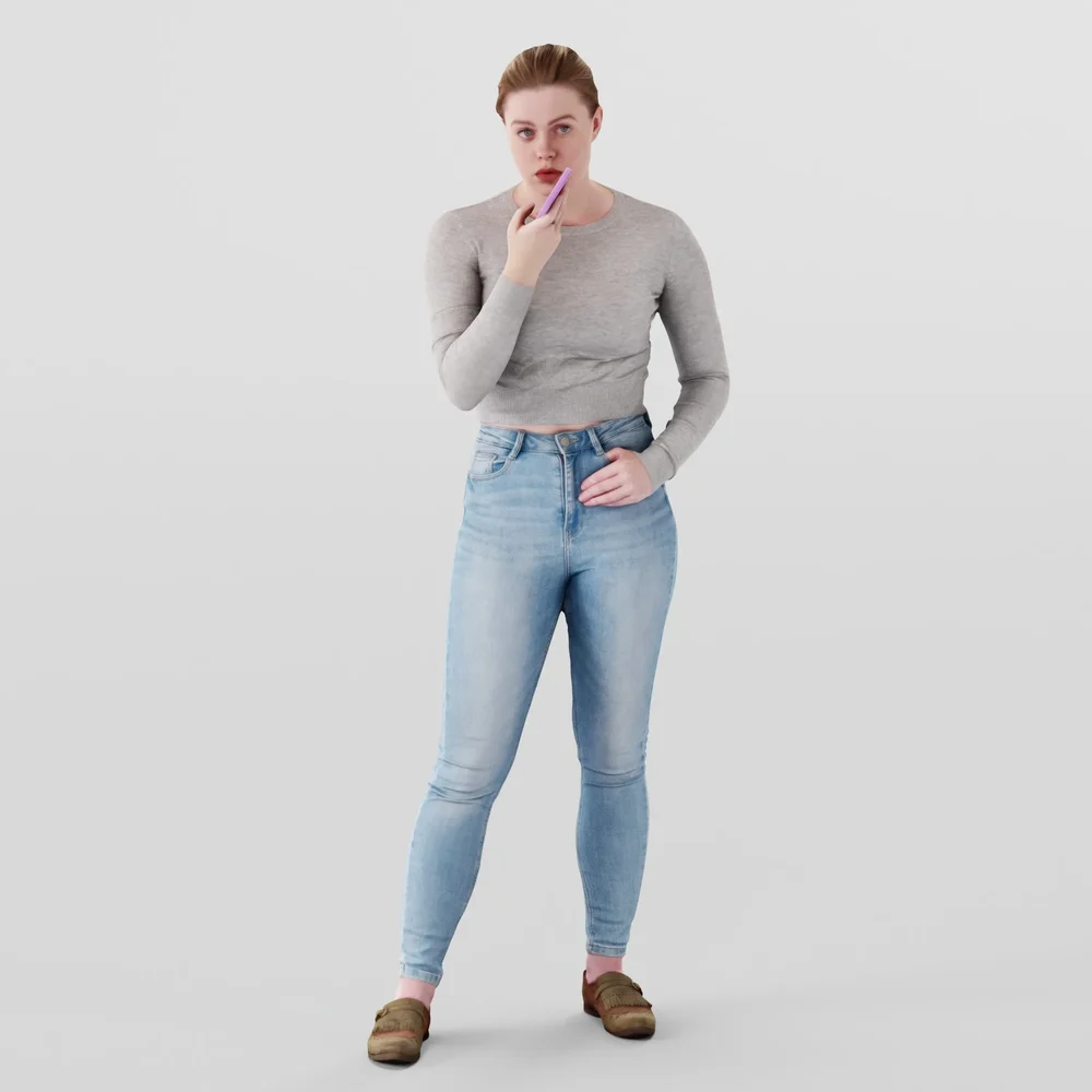 Voice Messaging Girl In Casual Outfit