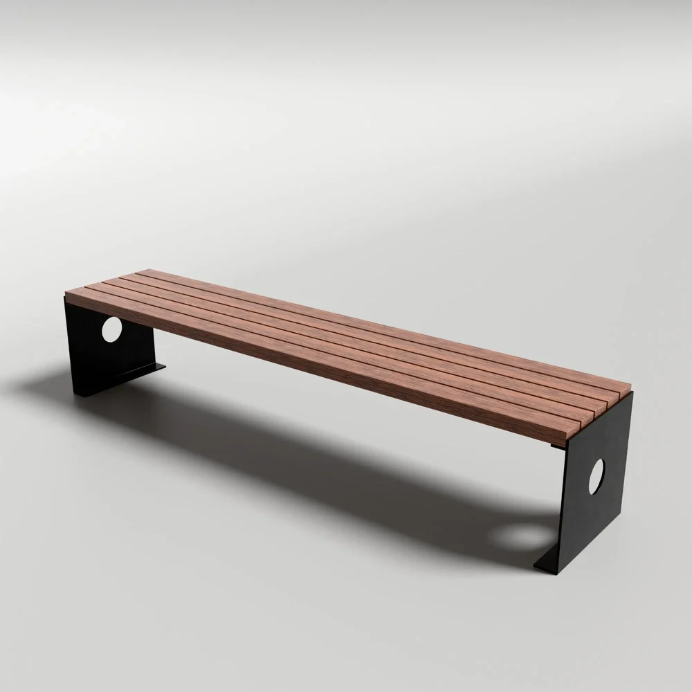 Metal And Wood Park Bench