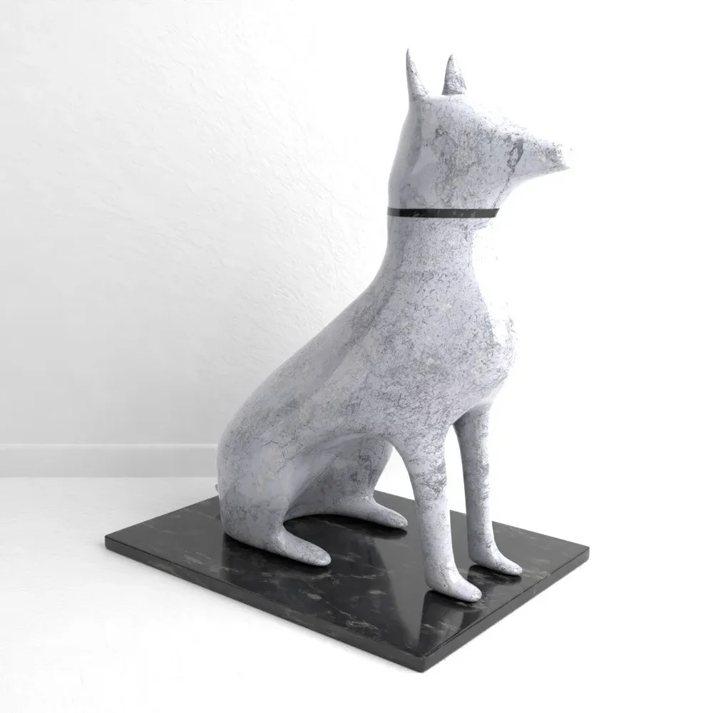Minimalist Dobberman Dog Statue