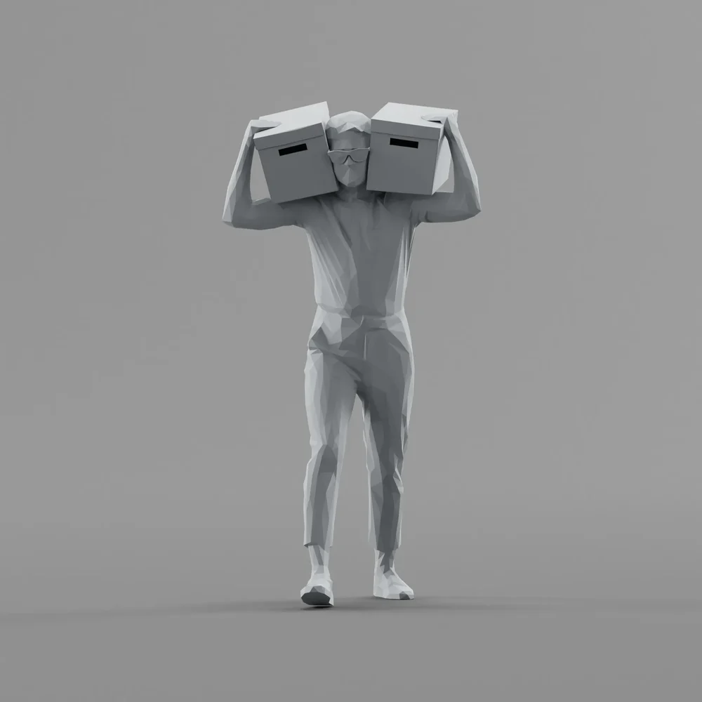Lowpoly Male Carrying Boxes