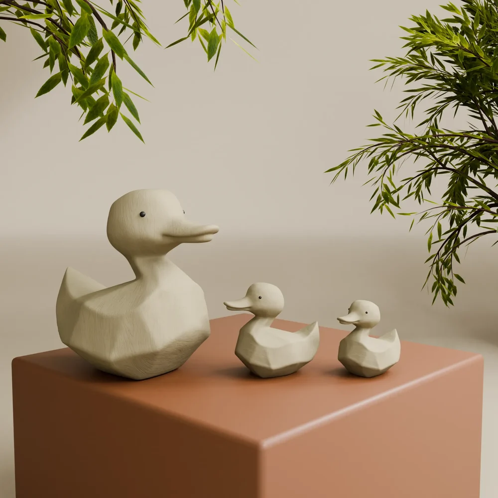 Cute Wooden Duck Family Set