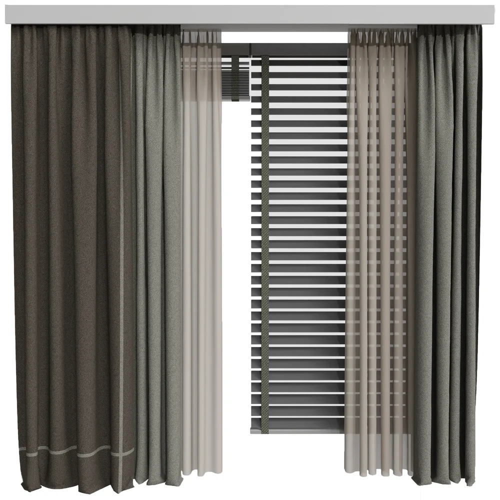 Modern Curtain Combination With Blinds