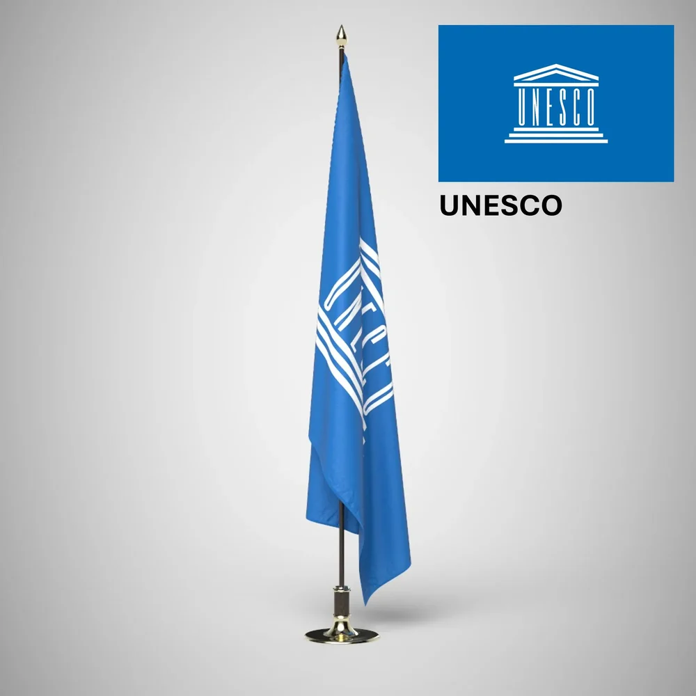 Unesco Ceremonial Flag On Stand