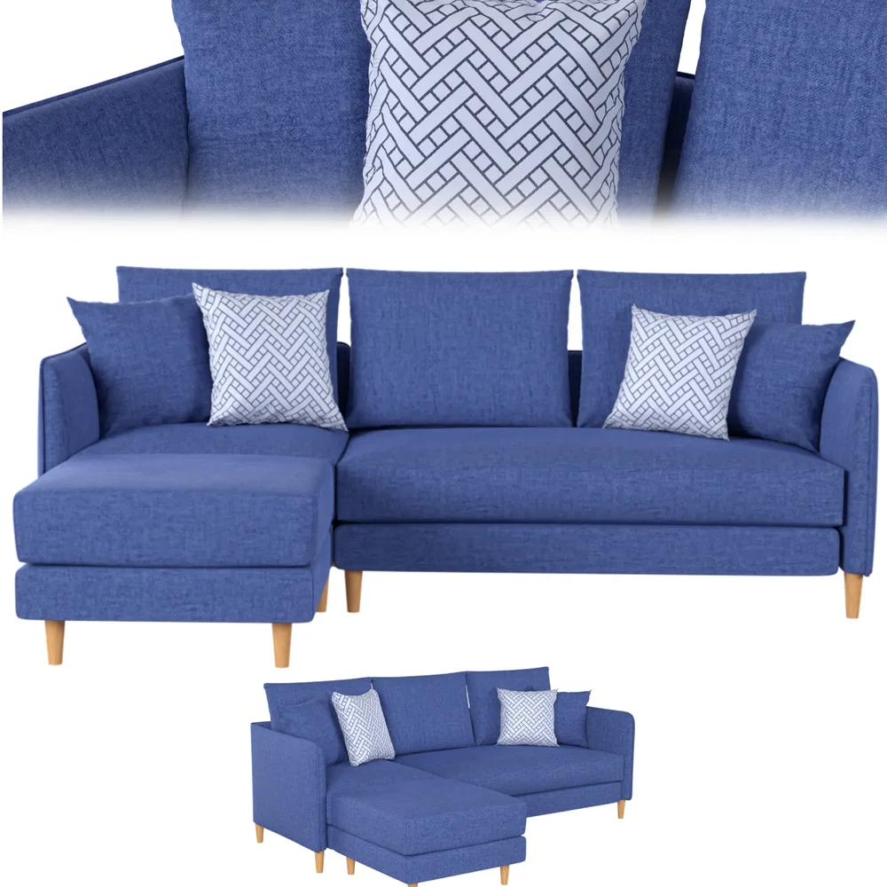 Blue Sofa With White Pillow