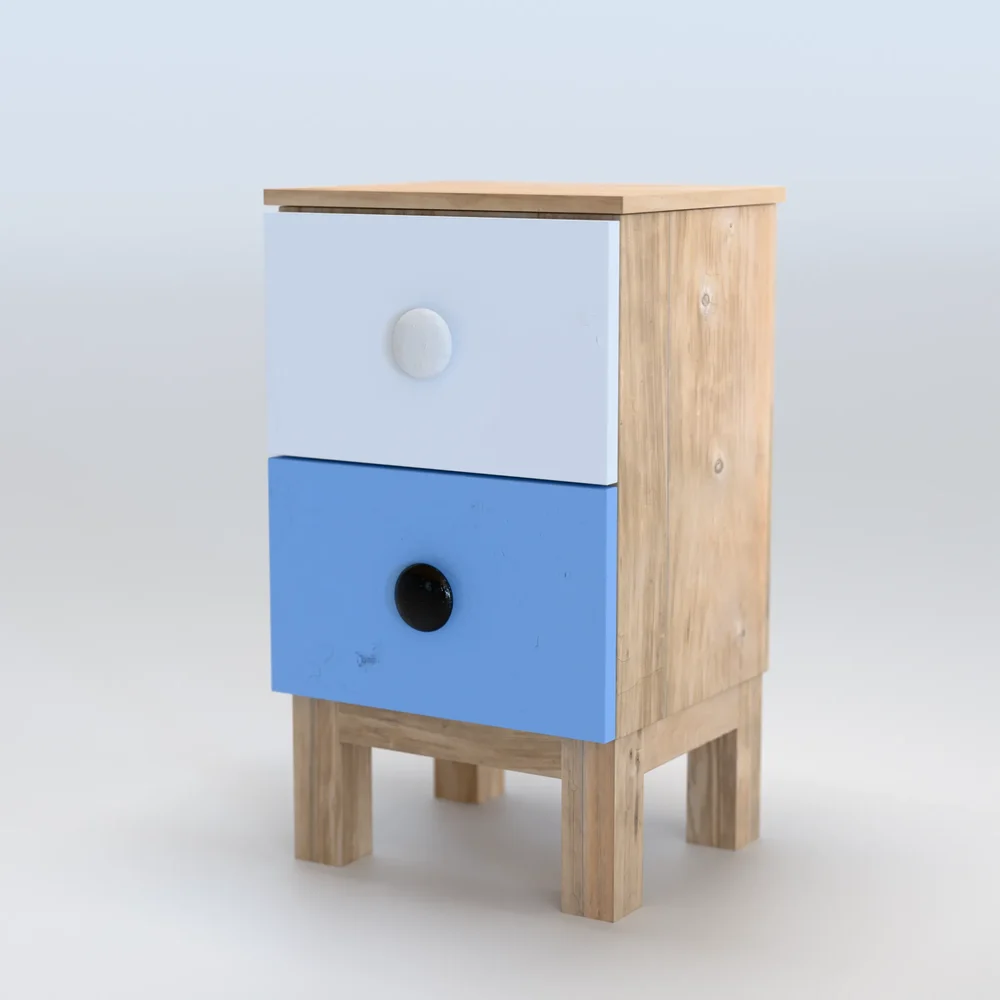 Blue & White 2 Drawer Chest Kids Room