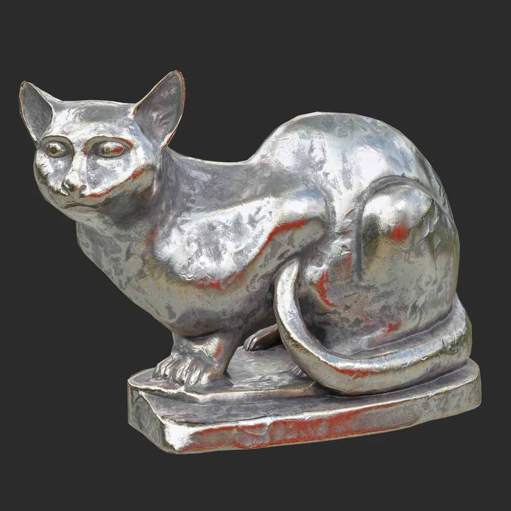Sitting Cat Steel Statue