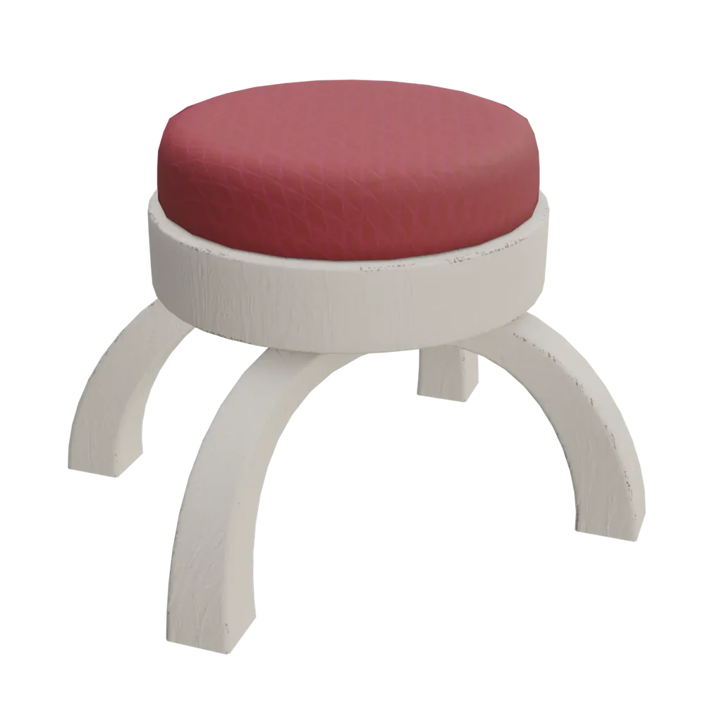 White Painted Wood Stool