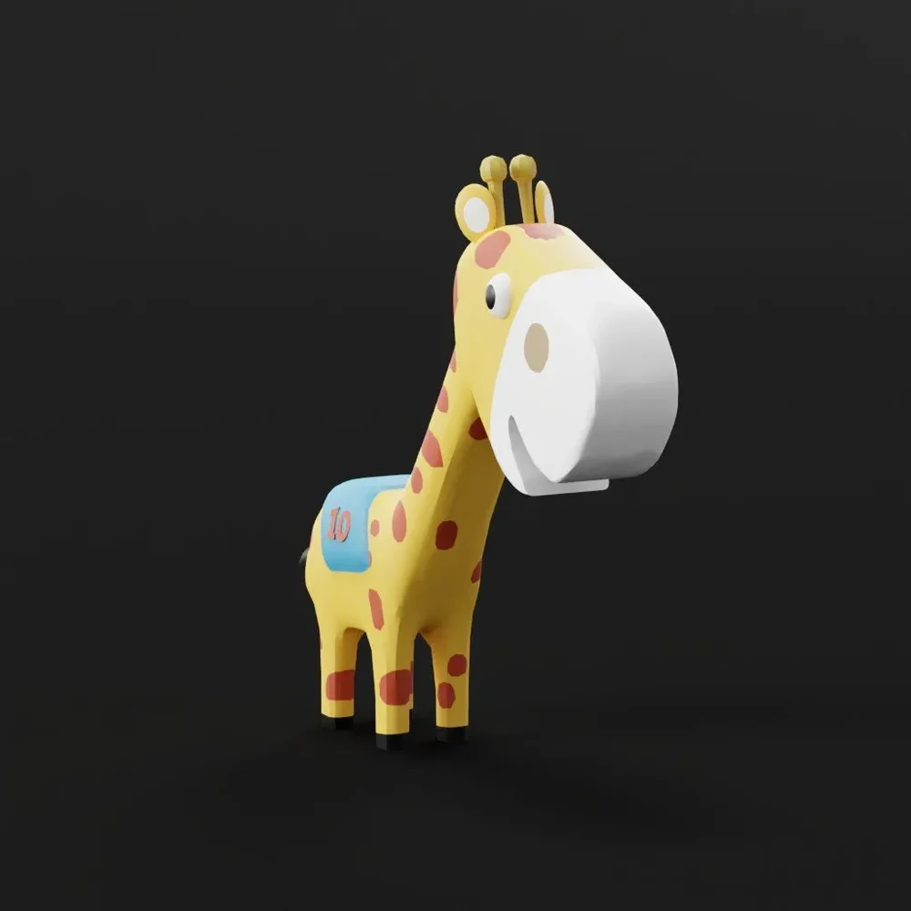 Cartoon Giraffe Lowpoly