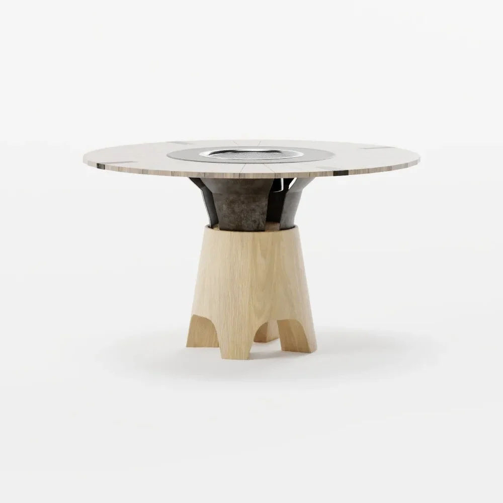 Round Wood Grill Table