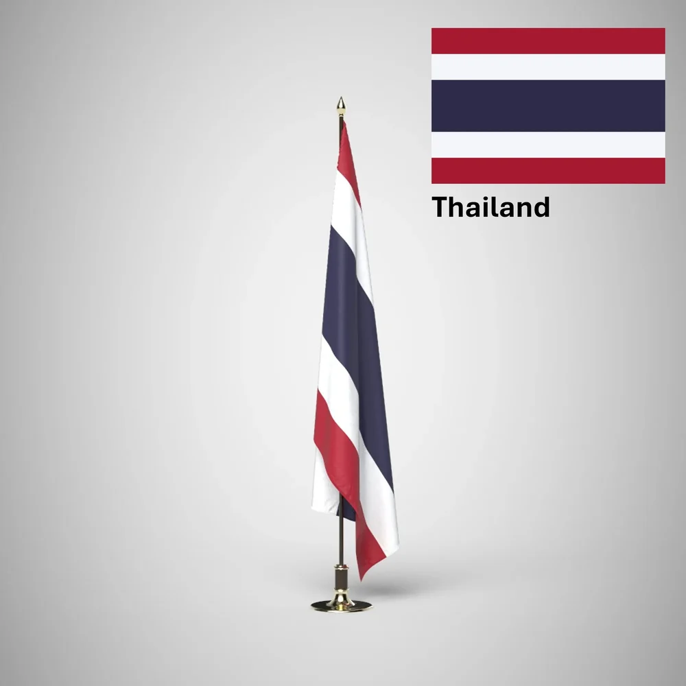Thailand Ceremonial Flag On Stand