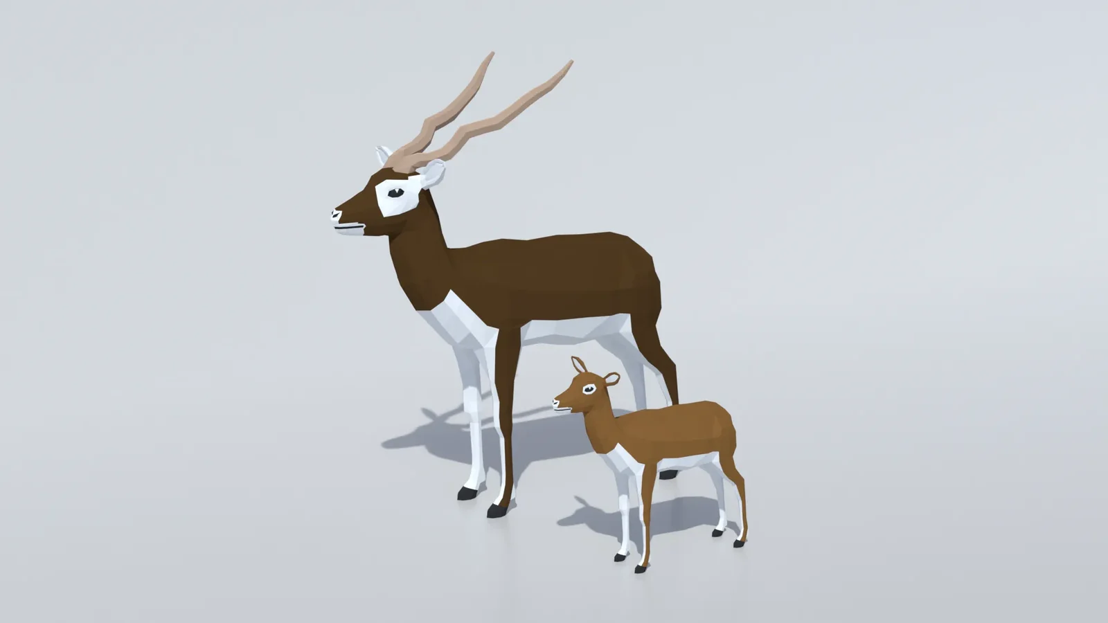 Low Poly Blackbuck And Calf