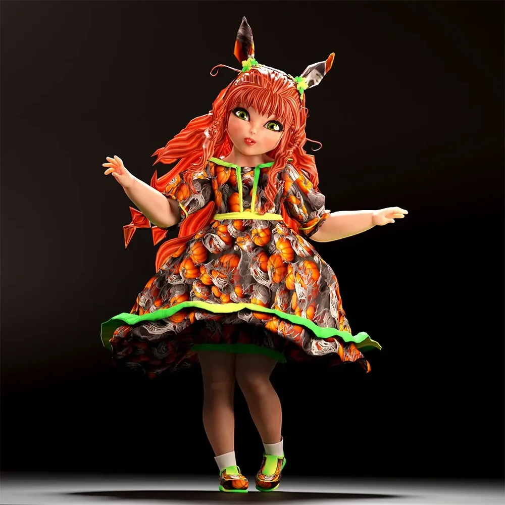 Stylized Pumpkin Baby Girl , Halloween