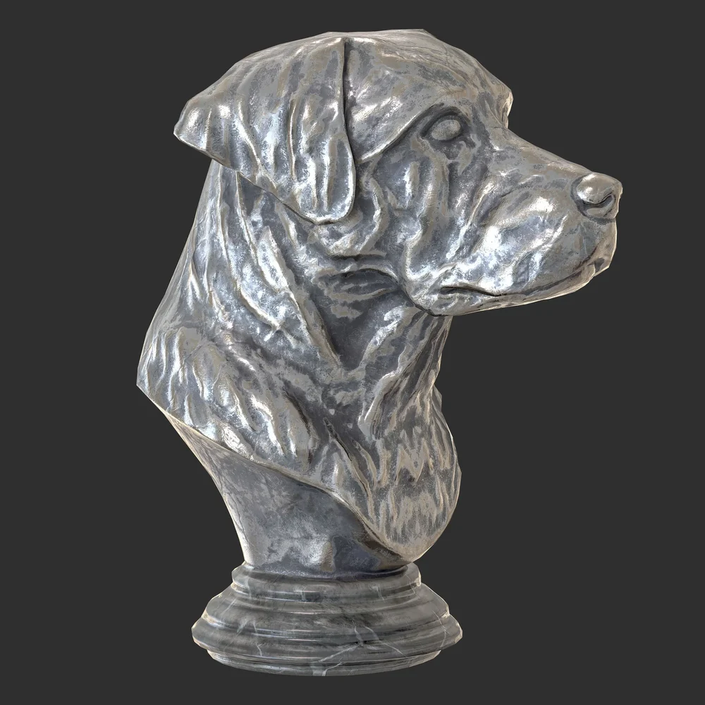 Dog Bust Steel Statue