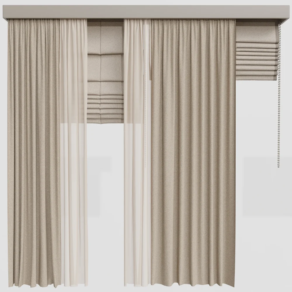 Gd Silk And Cotton Curtain Set