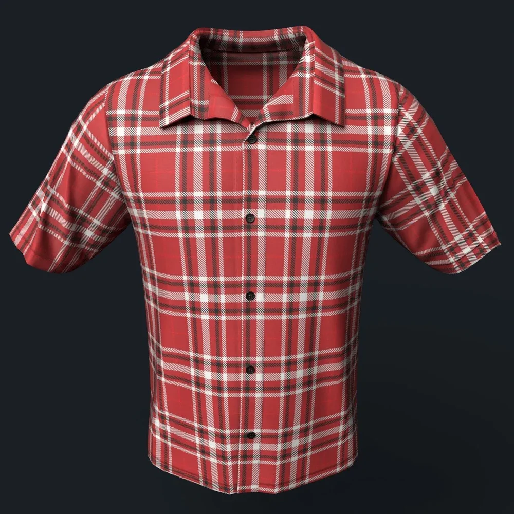 Red And White Plaid Button-Up Shirt