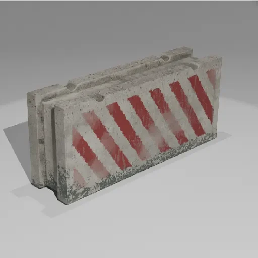 Concrete Road Barrier With Red Stripes