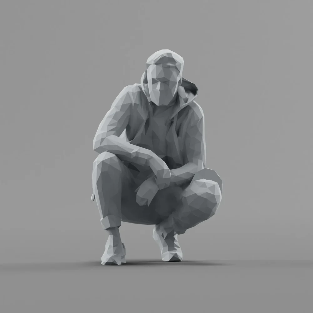Lowpoly Male Squatting