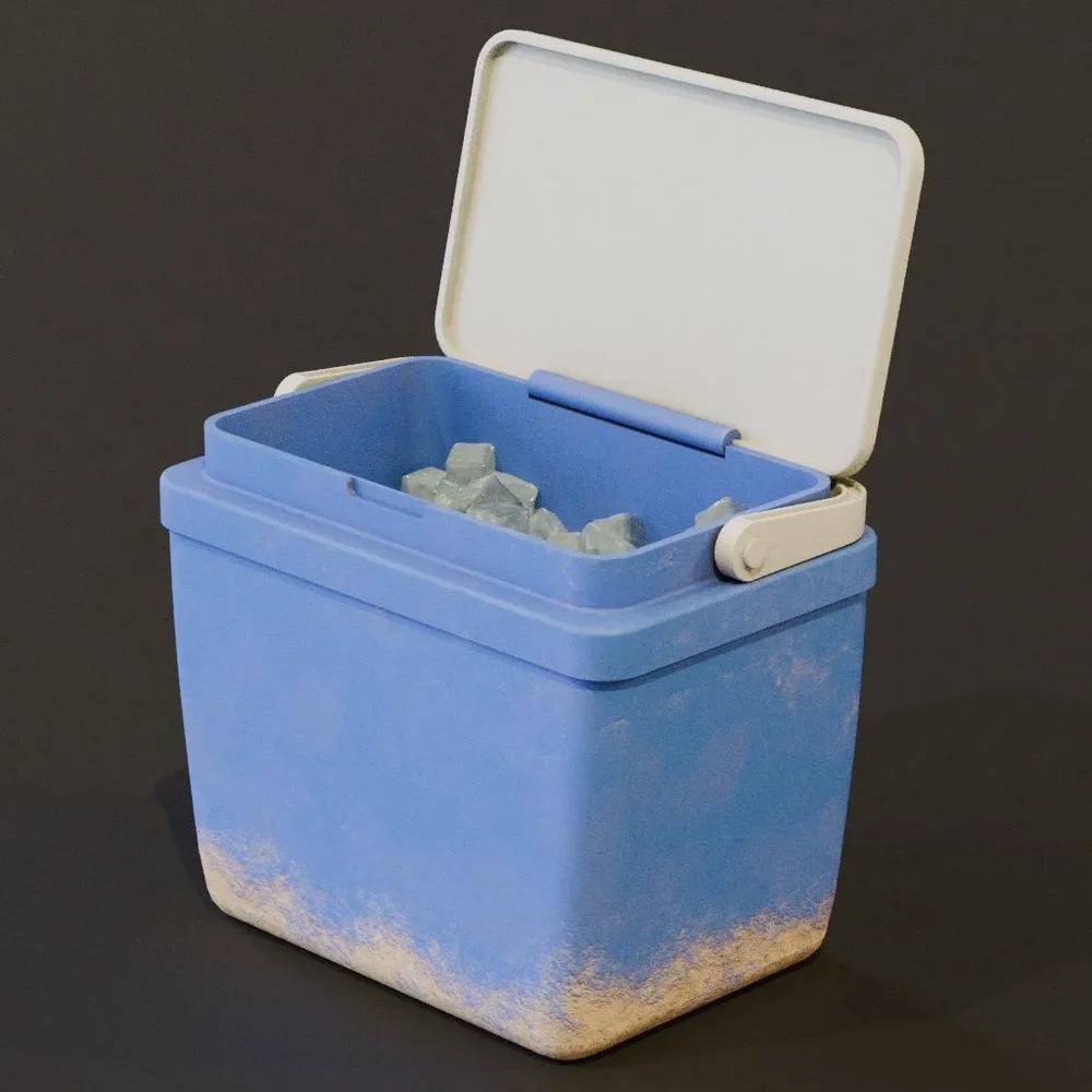 Ice Cooler Blue Open With Ice