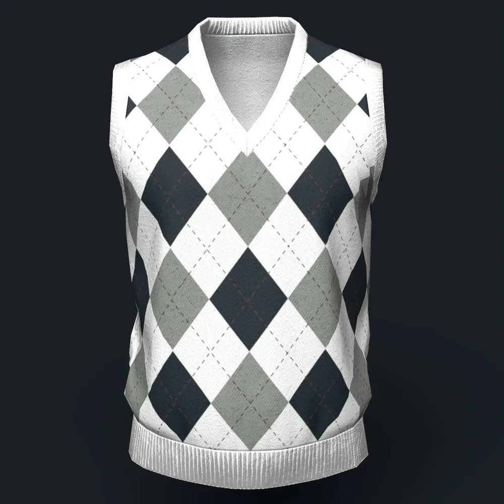 White Argyle Knit Vest