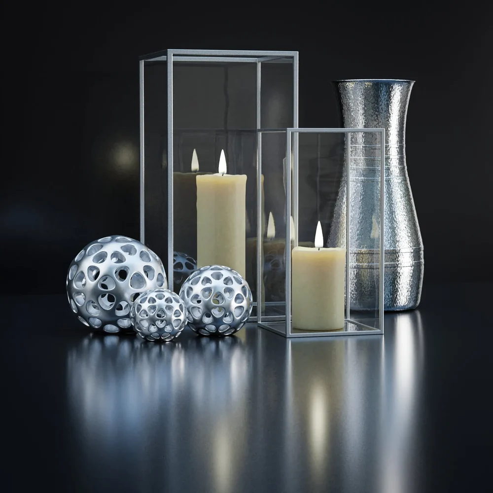 Decoration Set With Candles And Vase