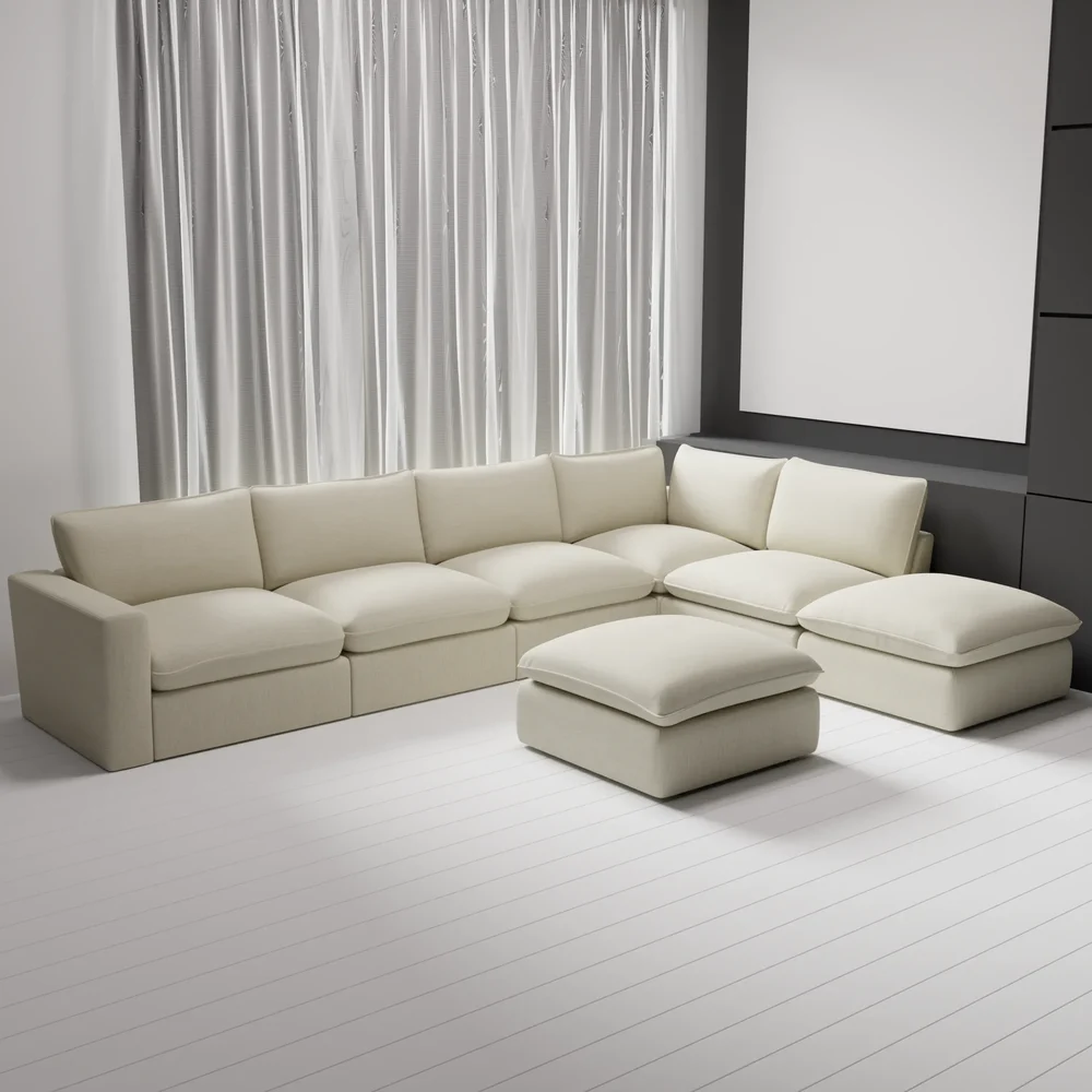 White Sectional Sofa With Ottoman