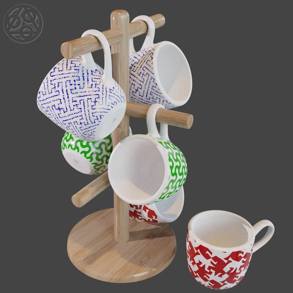 Coffee Mugs On Tree By Djh