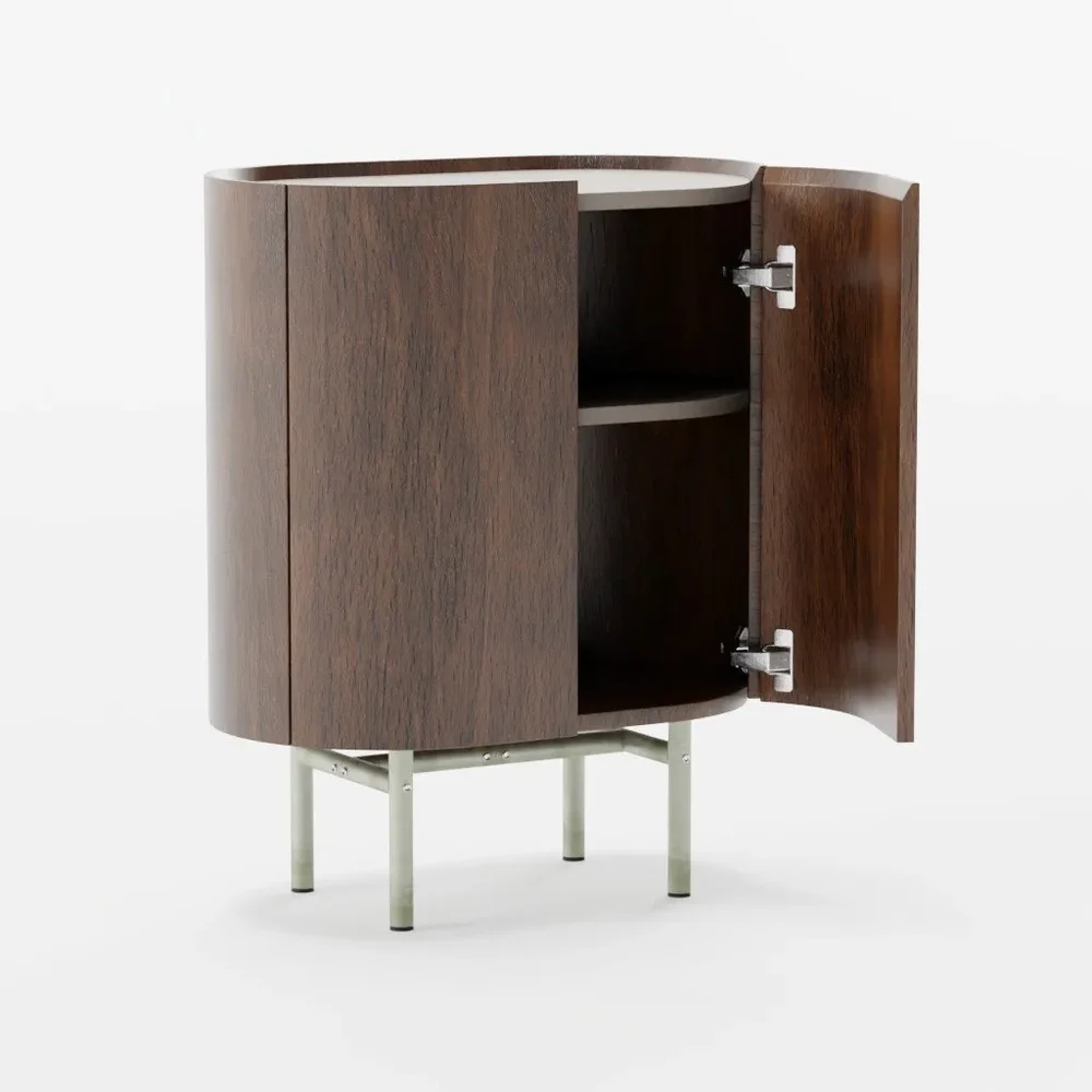 Leather And Wood Bedside Table
