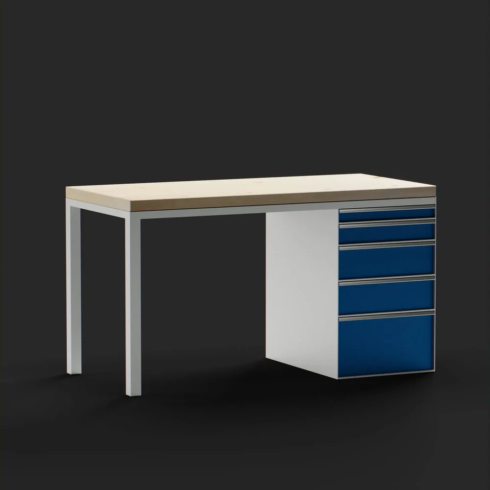 Row Workbench With Cabinet Housing.
