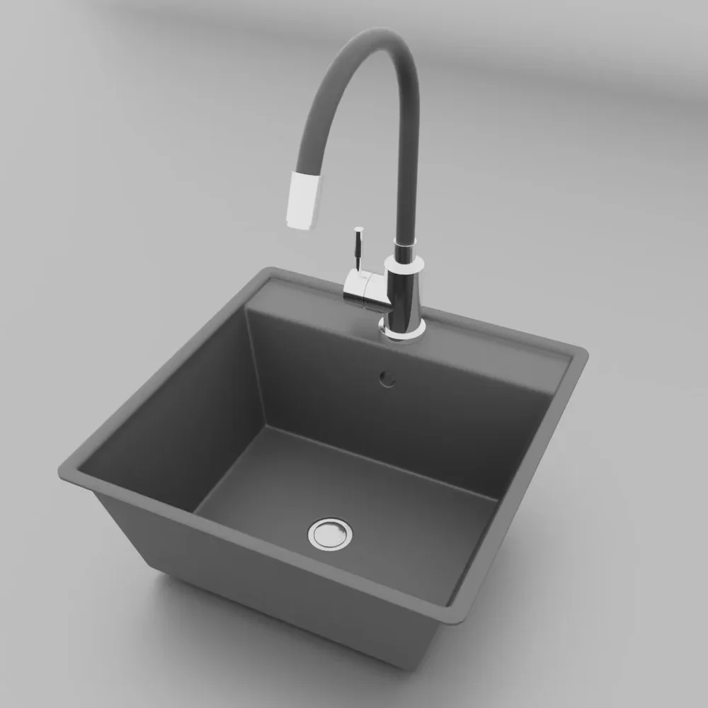 Kitchen Black Sink With A Faucet