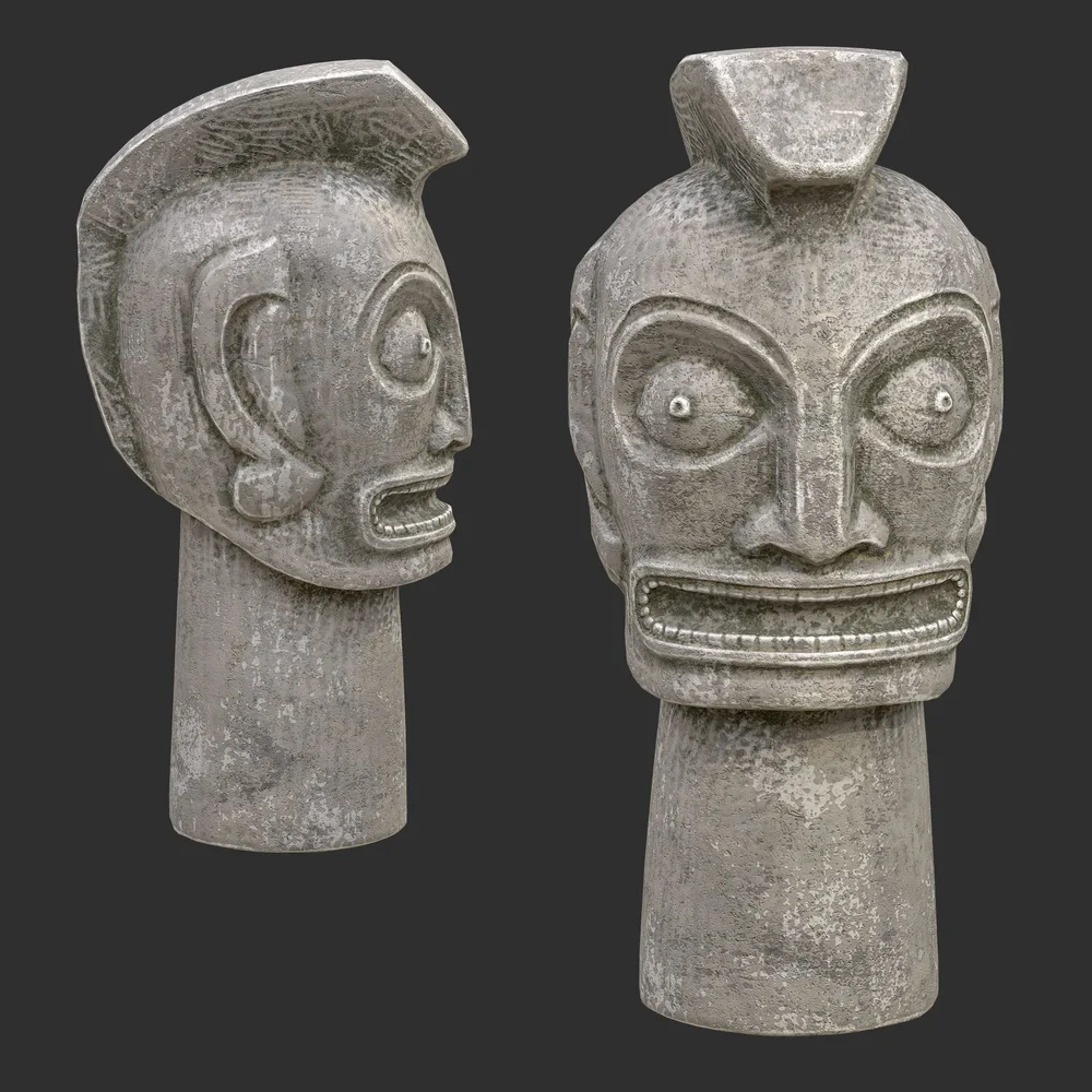 Tiki God Mohawk Warrior Statue Stone
