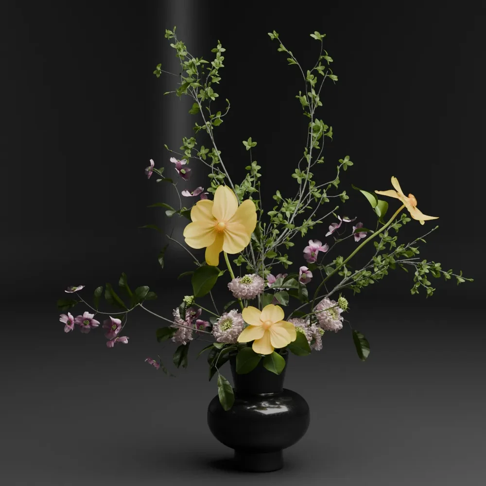 Elegant Black Vase Flower