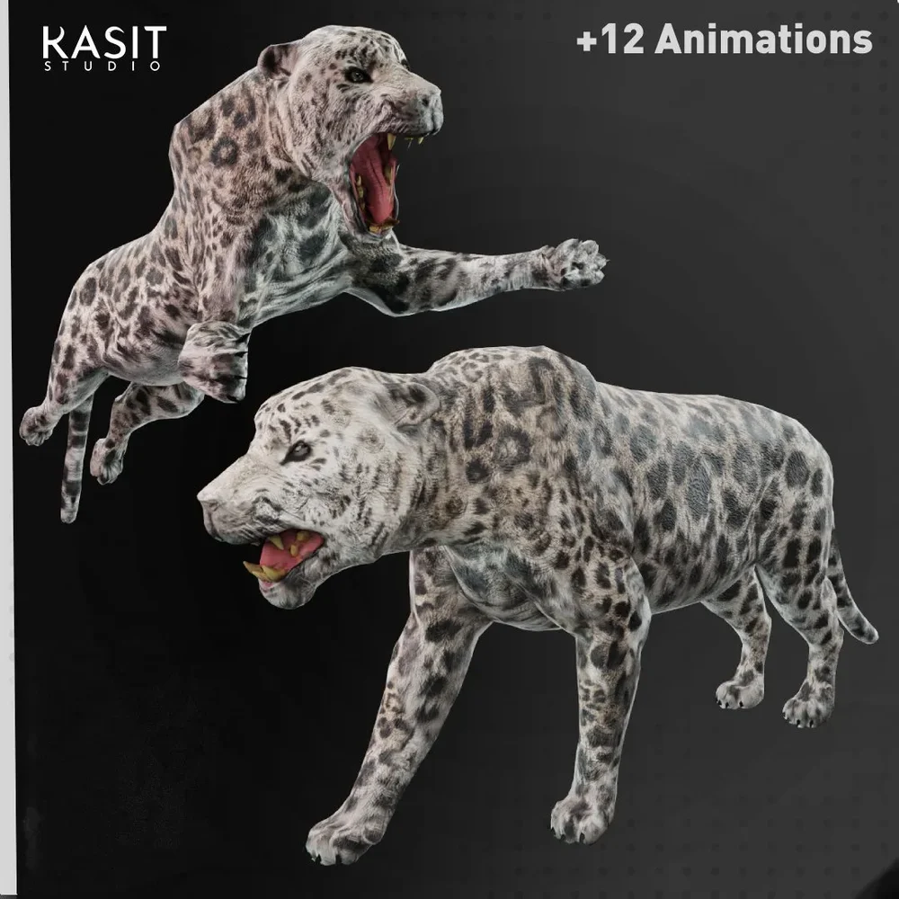Snow Leopard Animted Riged