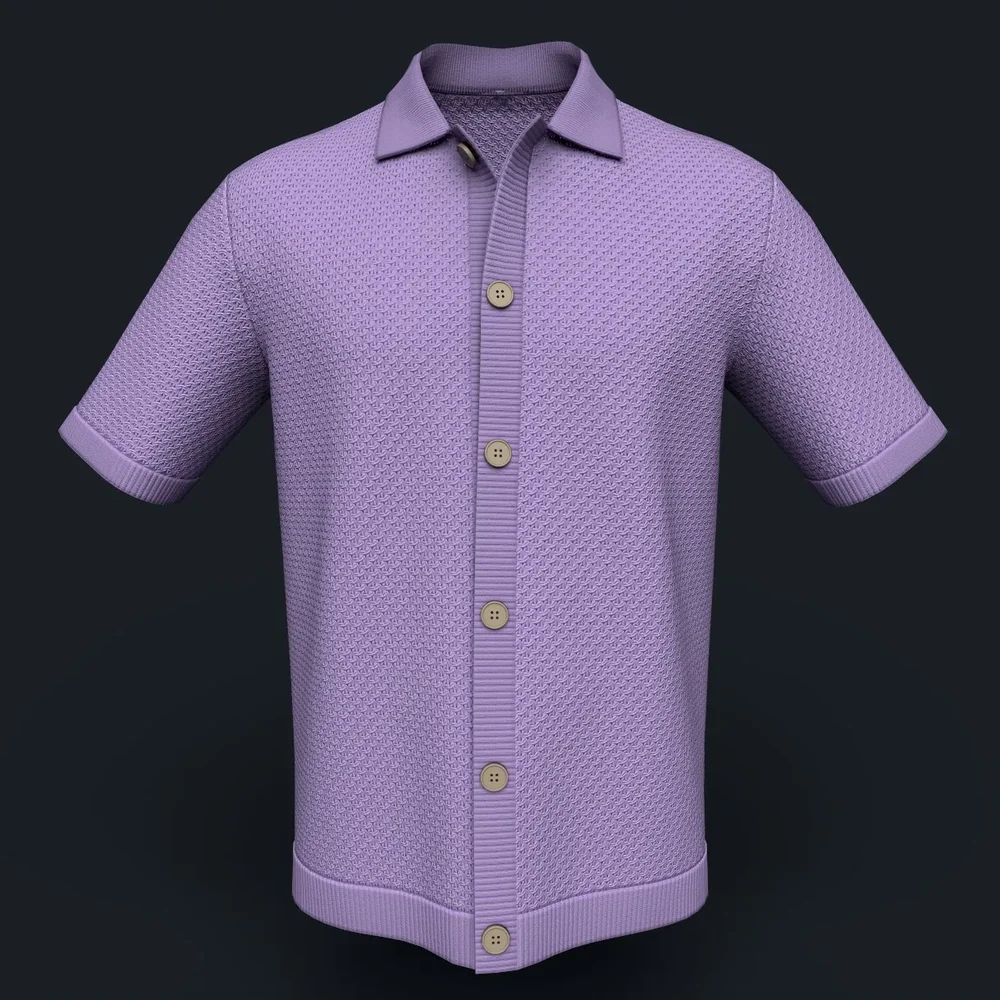 Seed Stitch Knit Button-Down Shirt
