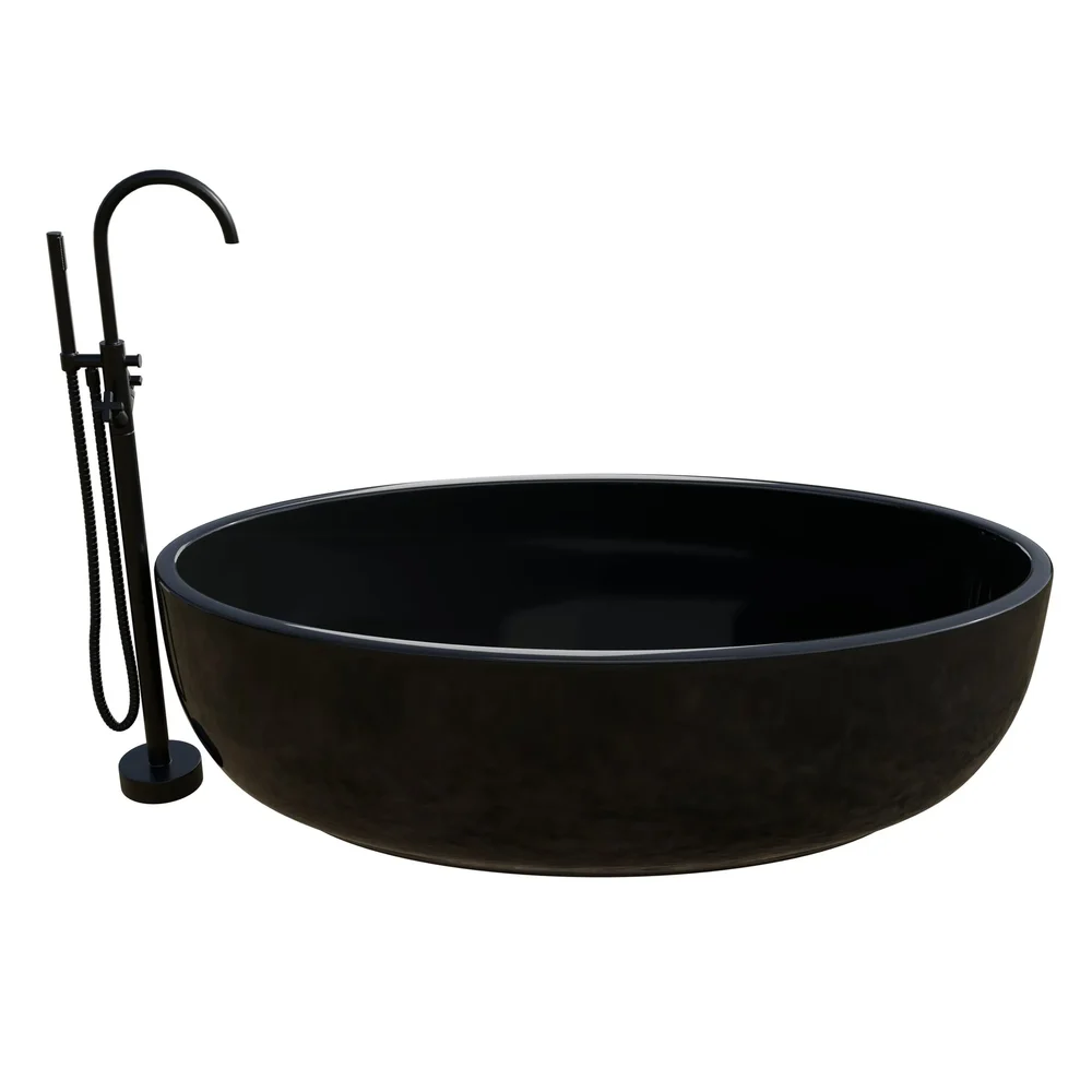 Black Floorstanding Bathtub And Shower